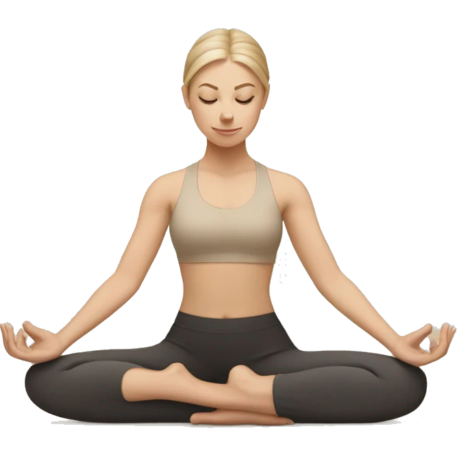 White Girl doing yoga in beige tones  emoji