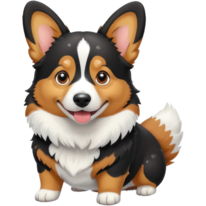 black tricolor corgi in snow emoji
