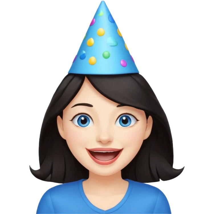 Laughing and fun dark hair woman with blue eyes emoji