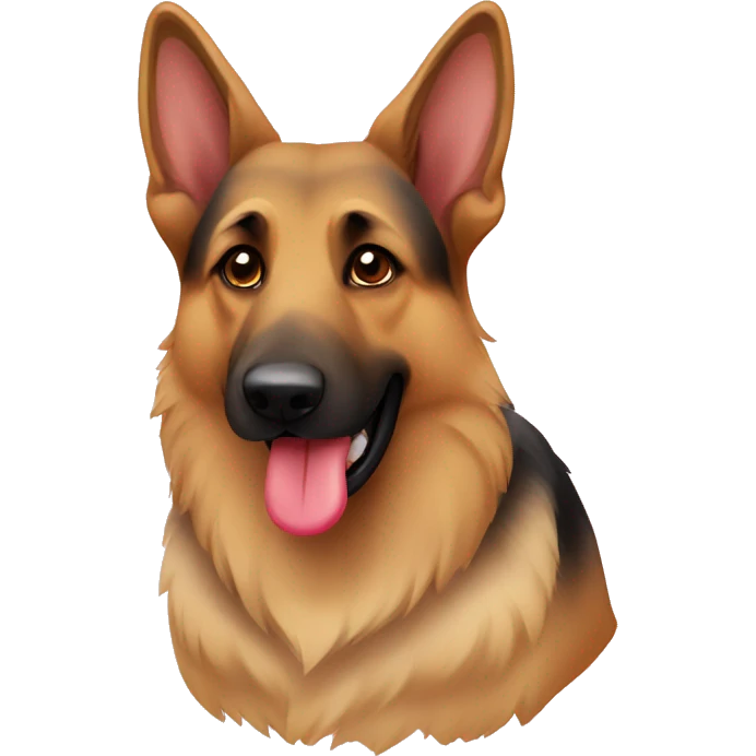 German shepherd with heart emoji