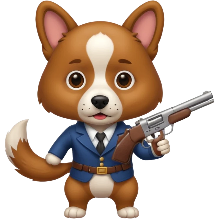A dog with a gun emoji