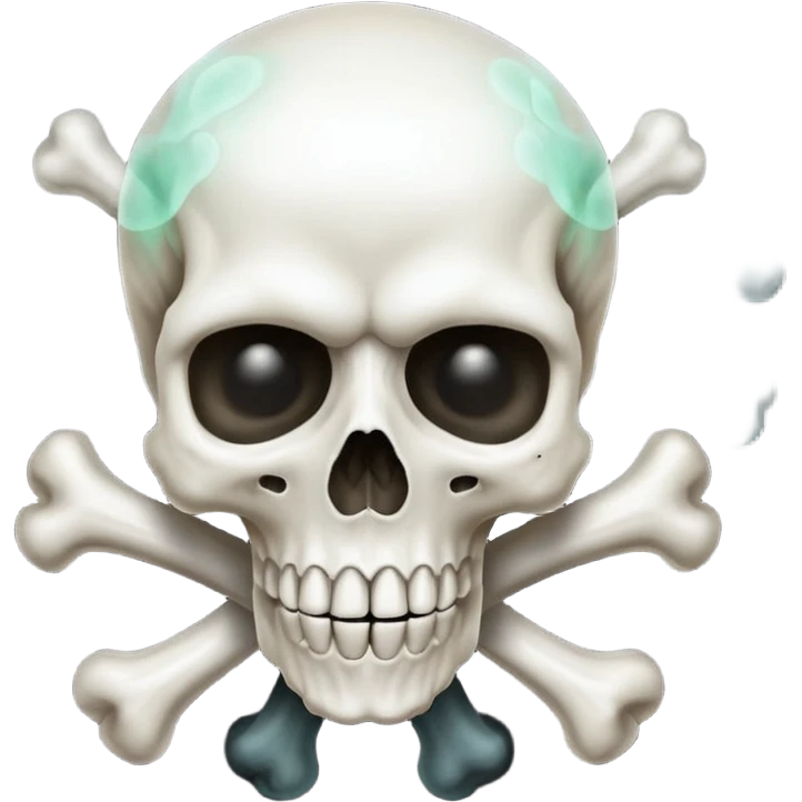 a poisonous cloud of gas, dark swamp color, with an image of a skull and two crossed bones behind the skull emoji