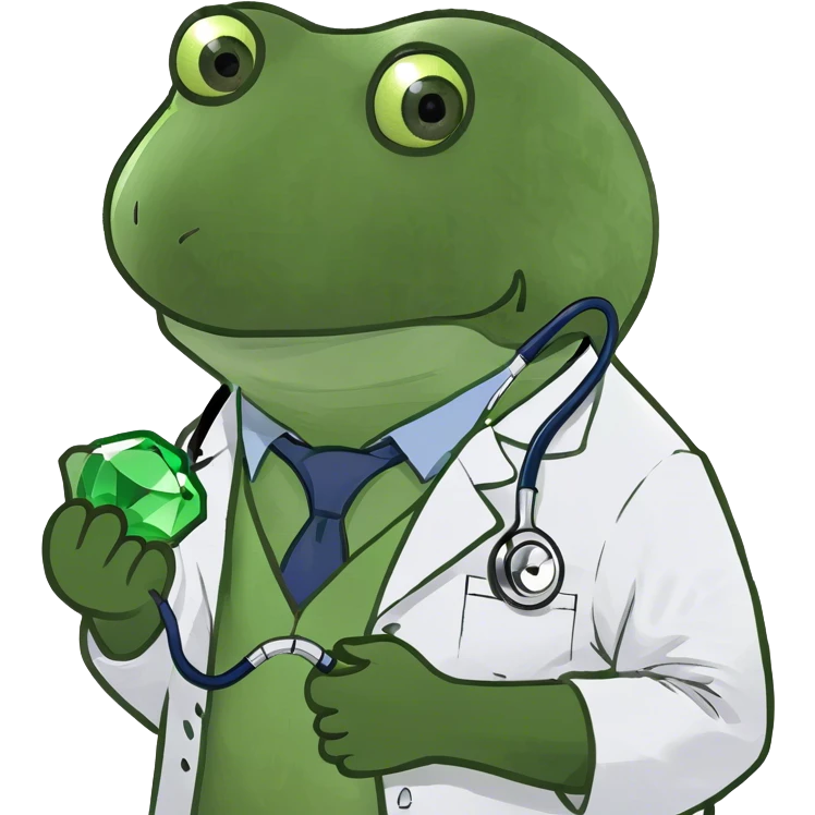doctor bufo holding a green gem emoji