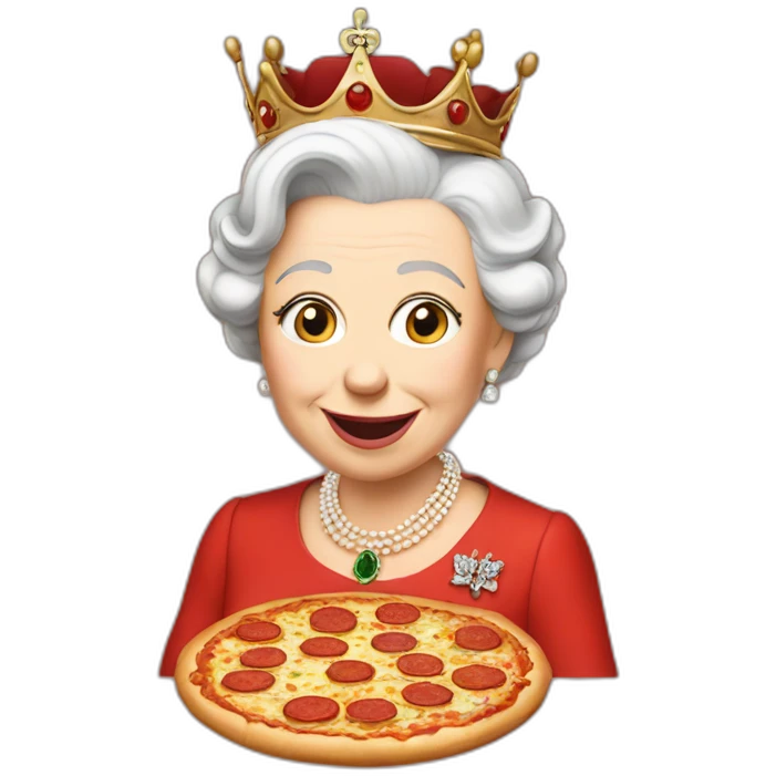 Queen Elizabeth eating pizza emoji