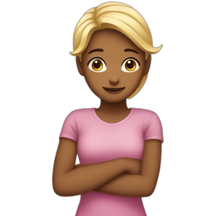 girl selfhugging emoji