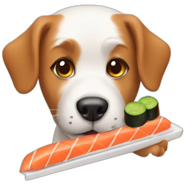 dog eating sushi emoji