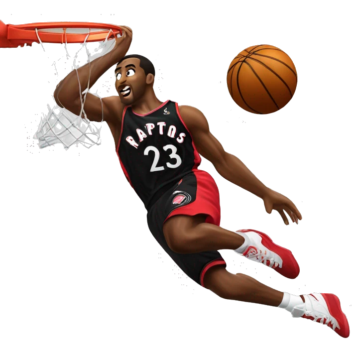 toronto raptors basketball player dunking on net  emoji