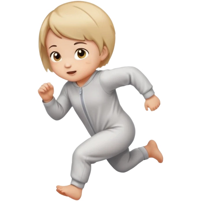 infant girl running wearing onesie short hair emoji