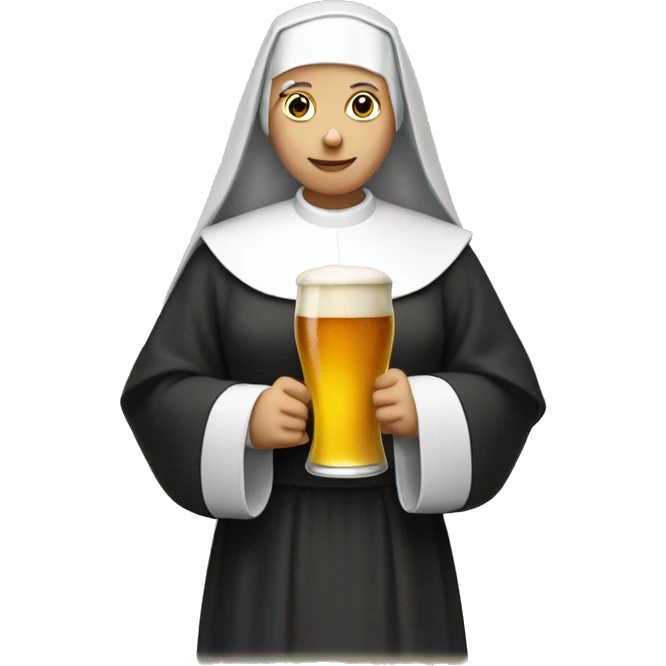 nun with a  beer emoji