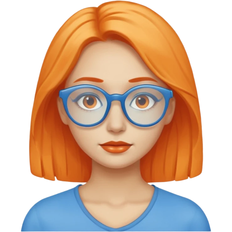 blue skinned orange glassed woman emoji