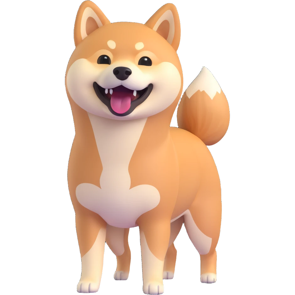 shiba inu standing, laughing emoji
