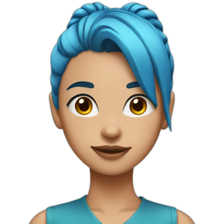 Girl with blue hair tied in a high ponytail emoji