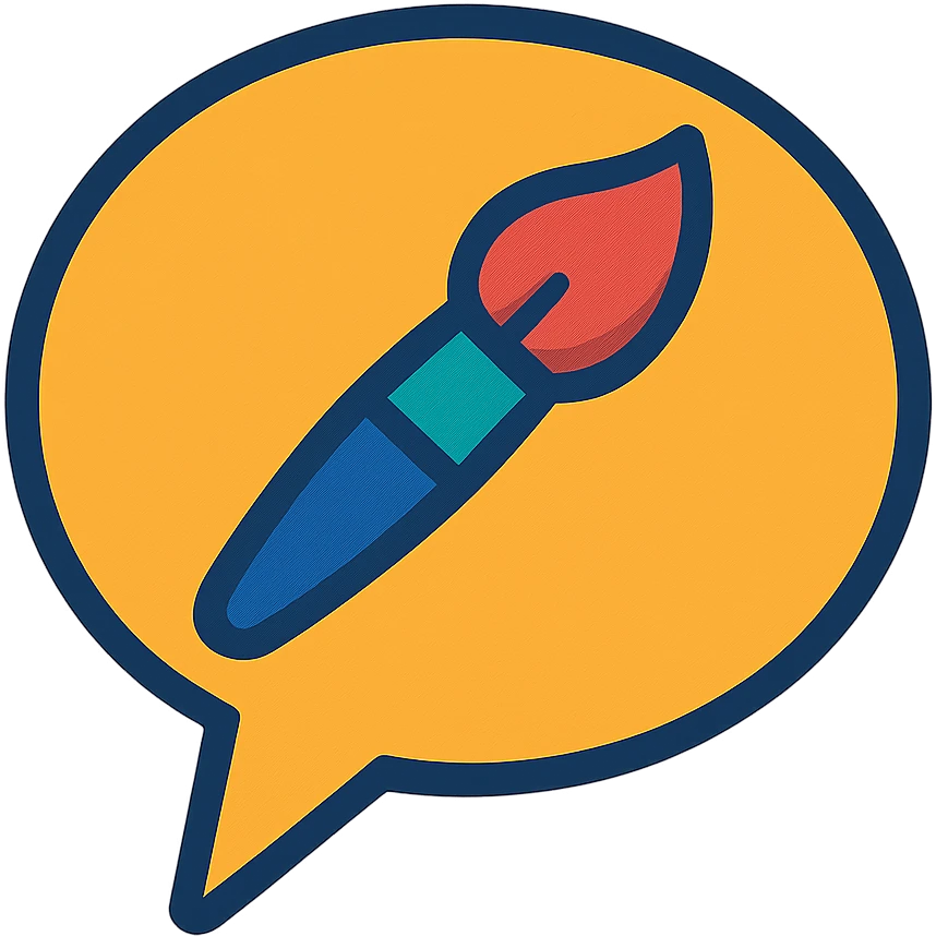 chat bubble with a brush inside emoji