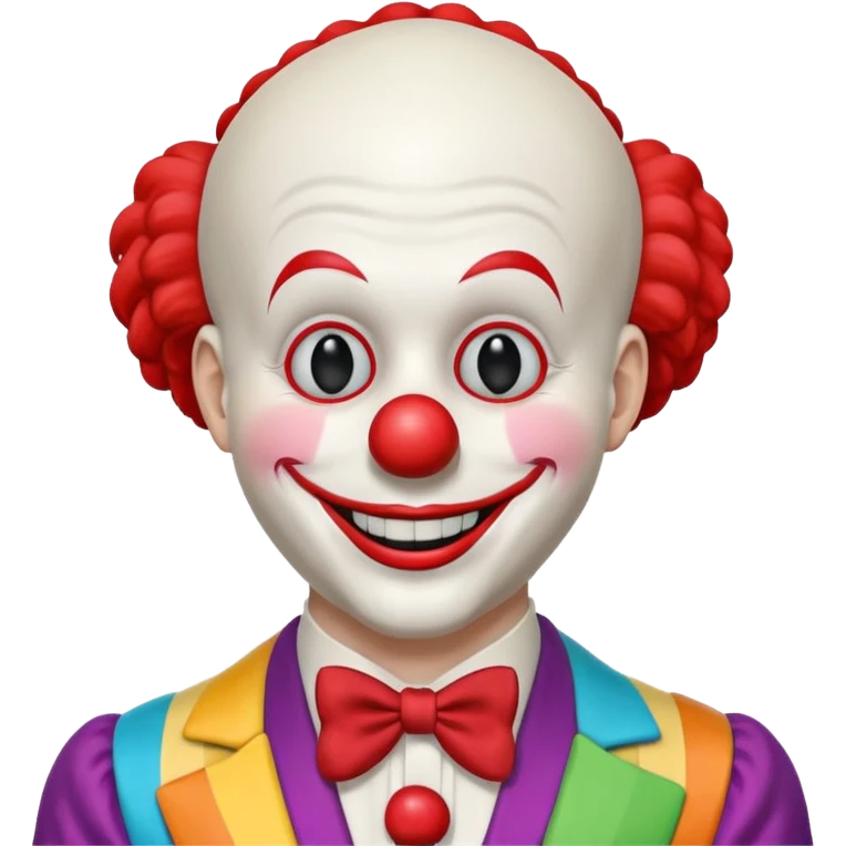 A white animatronic humanoid male clown mannequin emoji