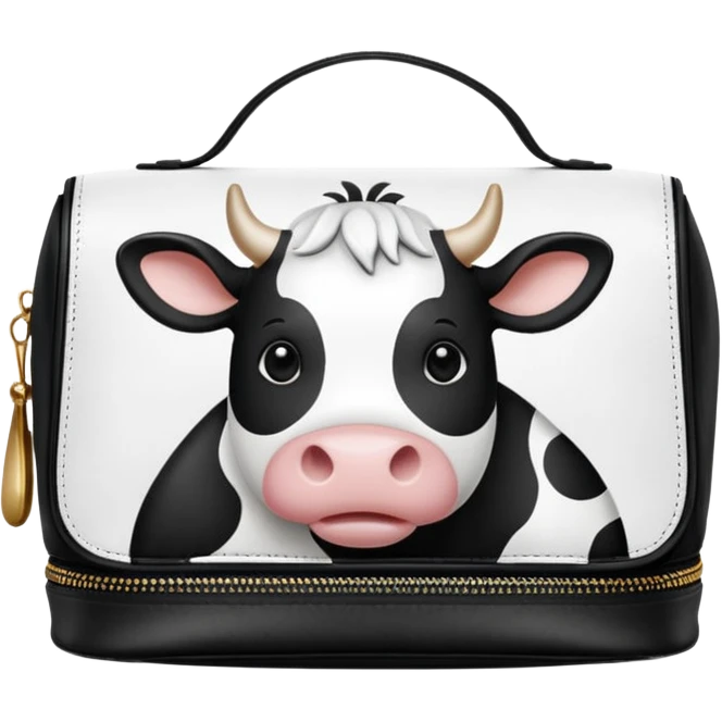 Cow patterned cosmetic bag emoji