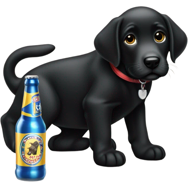 Puppy black lab drinking beer  emoji