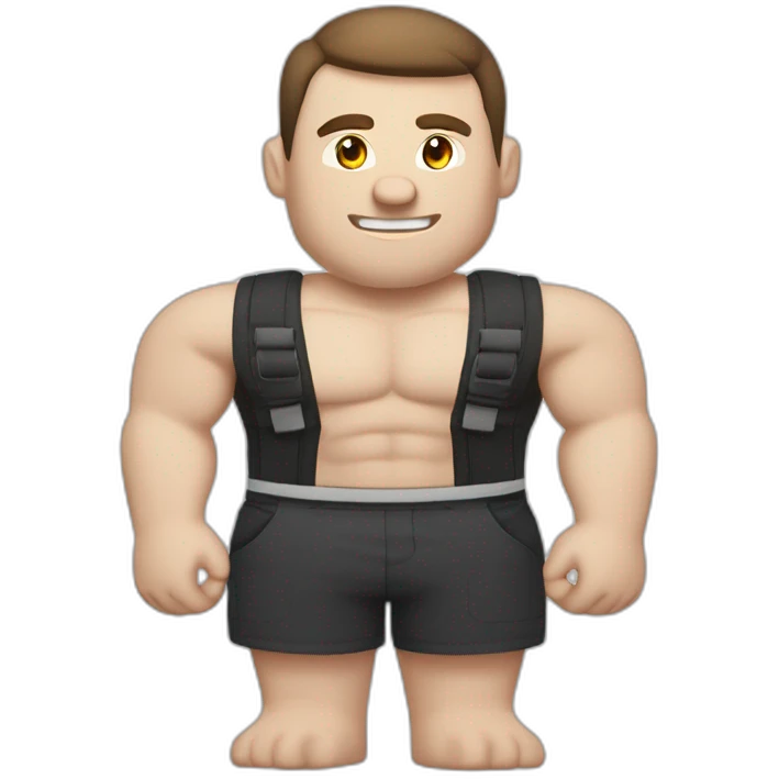 Pale skinned Fit Man With the biceps and dark brown hair in black shirt, gray sports shorts and white Sneakers Relies on the plane elbows emoji