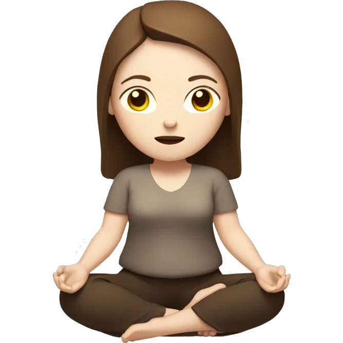 women with white skin and brown hair in a meditation energy emoji