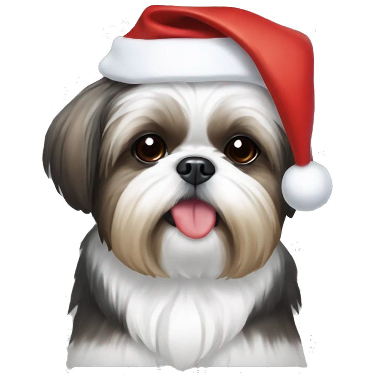 Shihtzu with a Santa Hat on emoji