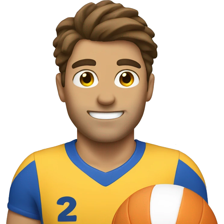 man with brown hair spiking a volleyball  emoji