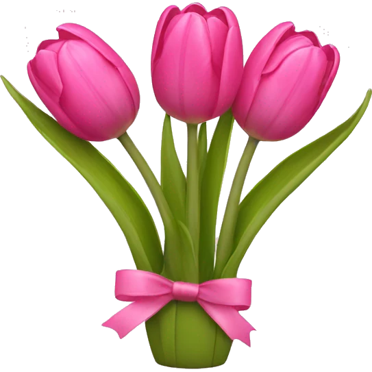 Pink tulips with a bow emoji