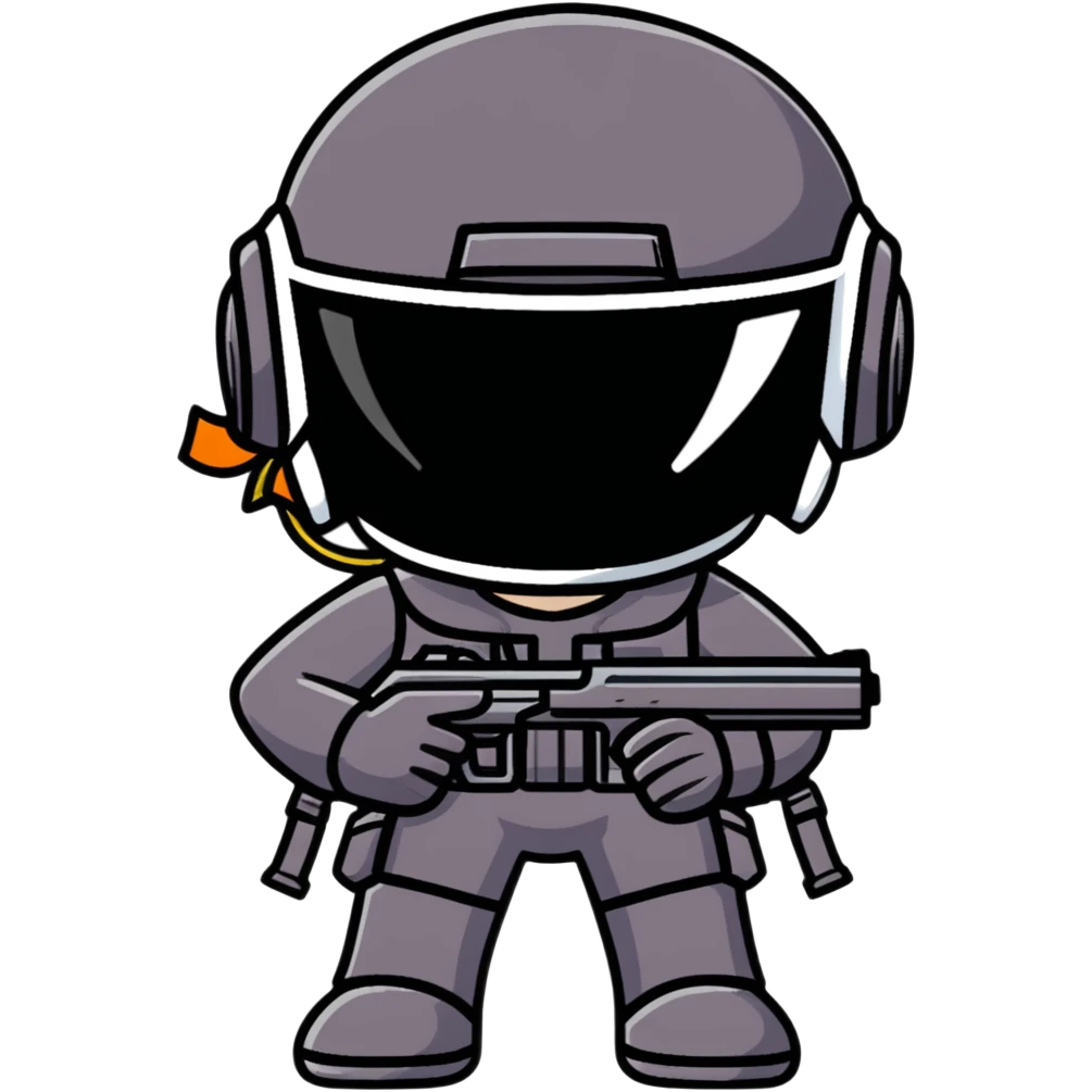 Anime PUBG character with gun and level 3 helmet emoji