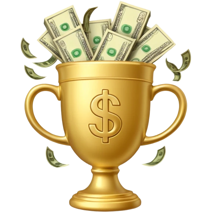 a winnig cup with money symbol emoji