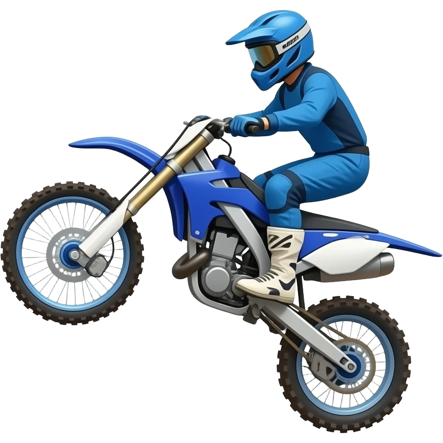 Blue jumping dirt bike racer emoji