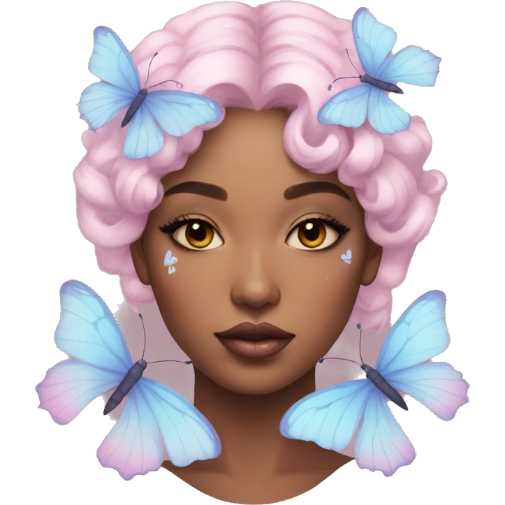 Gorgeous Pastel Lady With Butterflies on head aesthetic trending style emoji