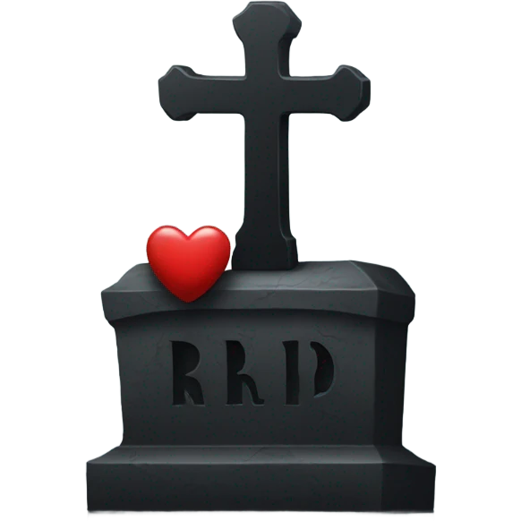 a black grave with the letters RIP on a silver heart emoji
