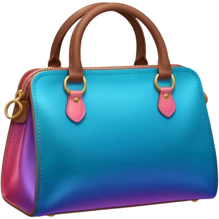 coins in gradient of turquoise, blue, pink, purple, and coral color inside a brown bag emoji