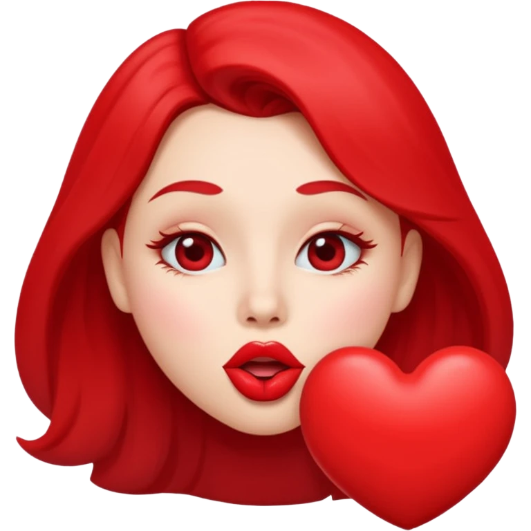 face blowing a kiss with exaggerated puckered lips and a big heart emoji