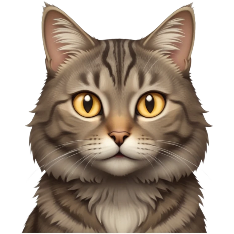 cinematic-[grey brown tabby cat]-realistic-emoji,-head-tilted-dramatically,-scruffy-[grey]-fur,-simplified-yet-realistic-focused-features,-highly-detailed,-glowing-with-an-almost-sarcastic-glow emoji