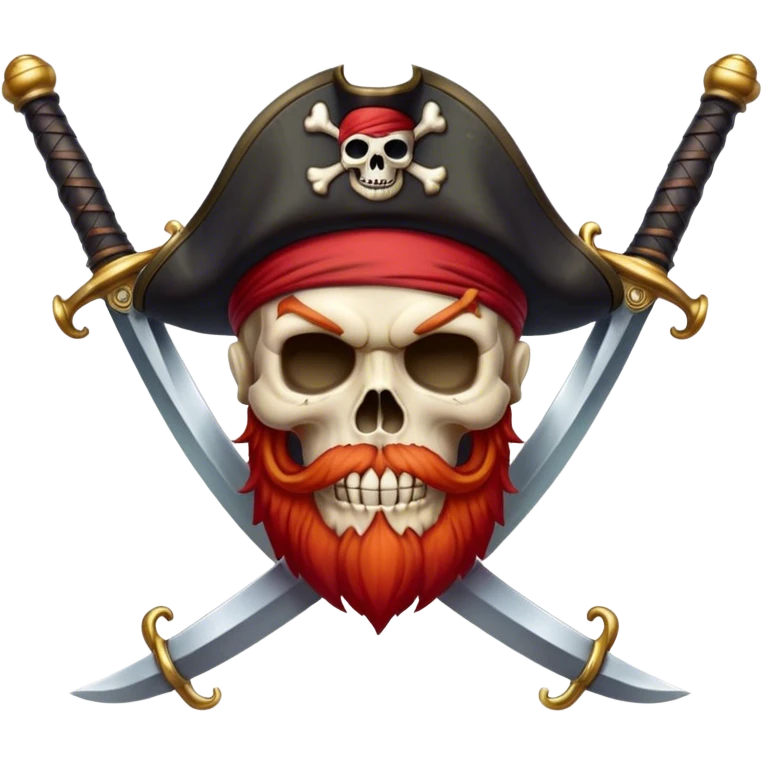 Pirate skull red beard 2 crossed swords emoji