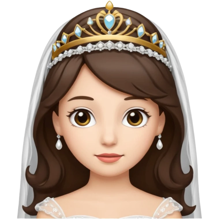 bride veil, brunette hair and tiara,  emoji