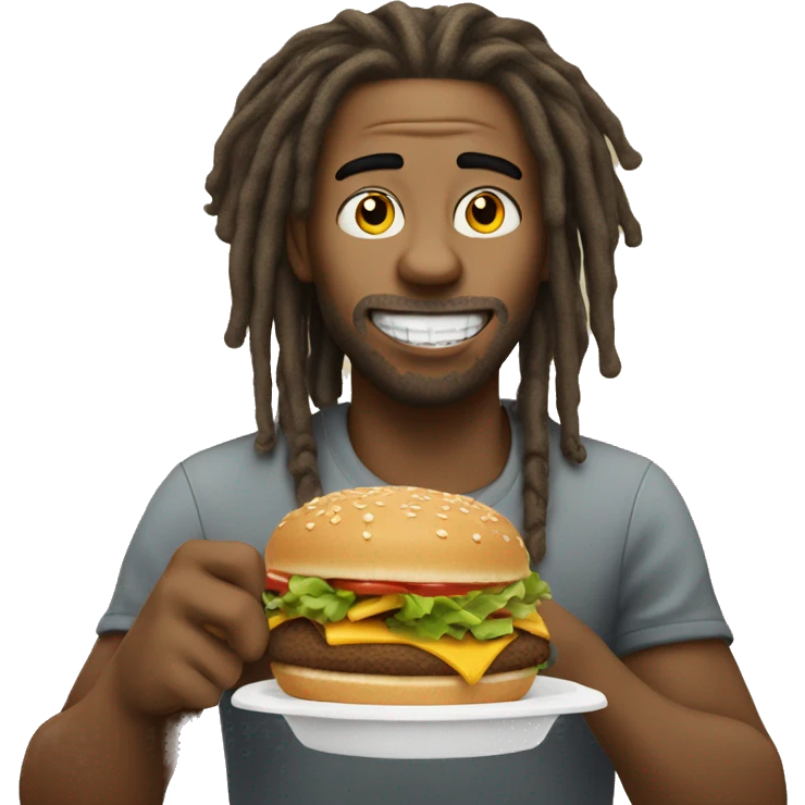 Man with dreadlocks eating McDonald’s emoji