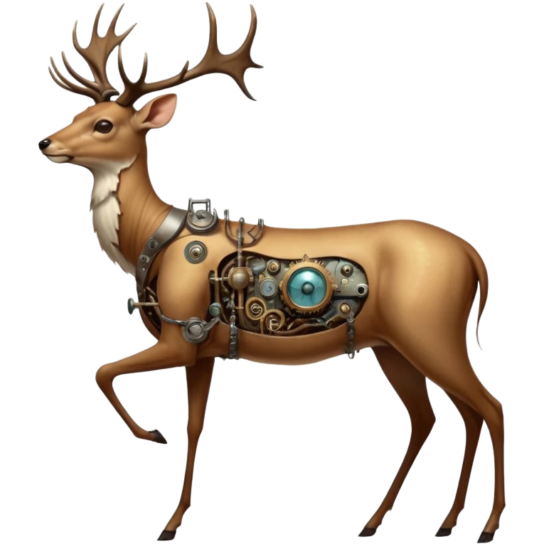 cinematic steam-punk -  hieronymus bosch phantasmagoric mutated creatures - hybrids of human-deer emoji