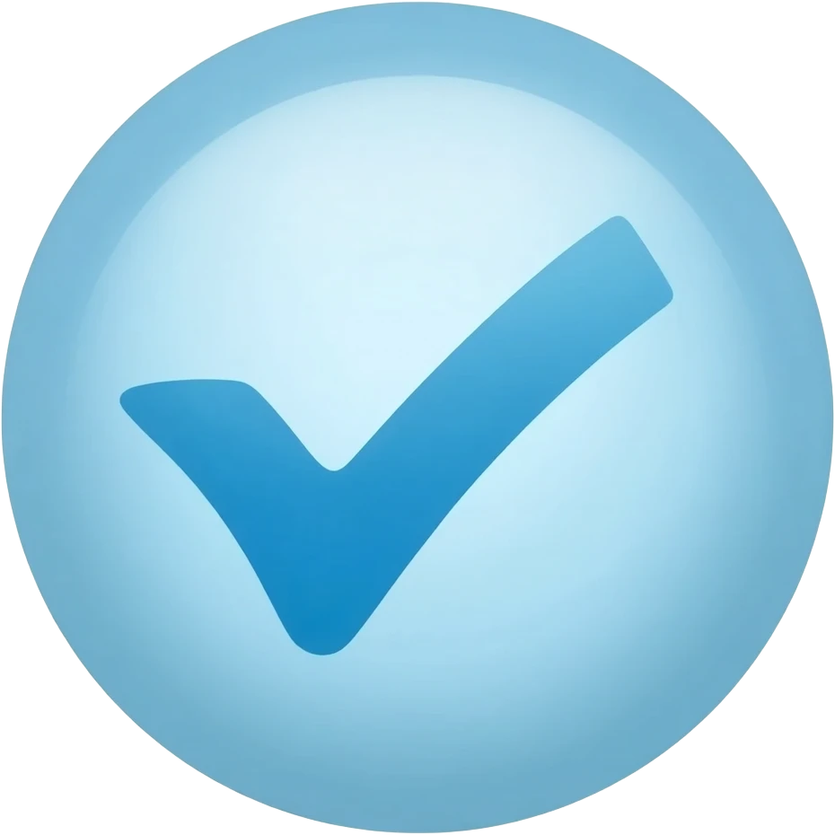 Quiero un emoji que sea de con icono de verificación azul claro y redondo emoji