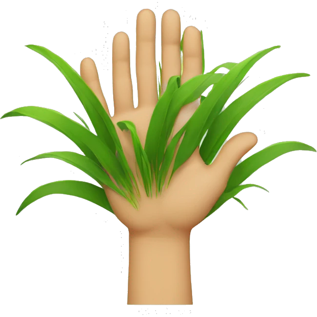 a hand touching grass emoji