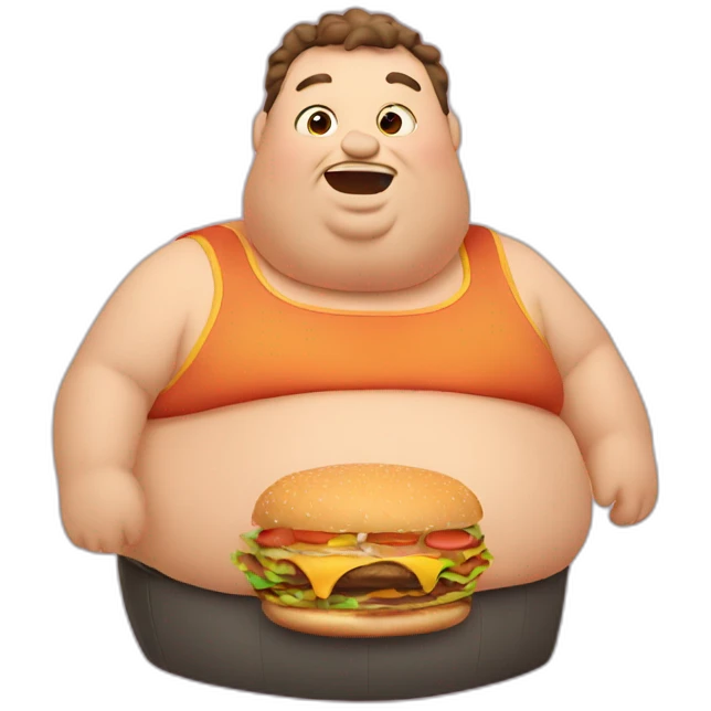 fat guy who eats a burger emoji