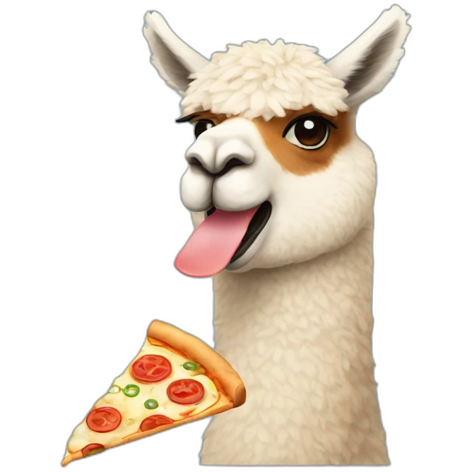 An alpaca eating pizza emoji