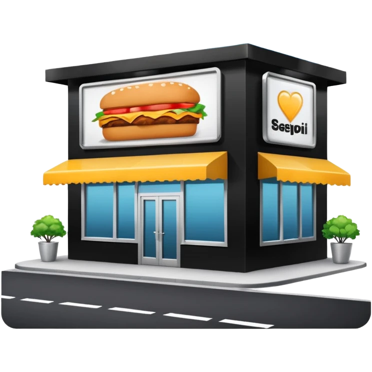 Self-service restaurants building with bilboard emoji