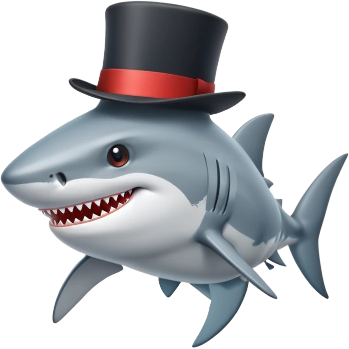 Shark with a top hat emoji
