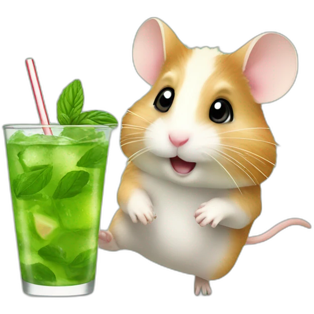hamster running drinking mojito emoji