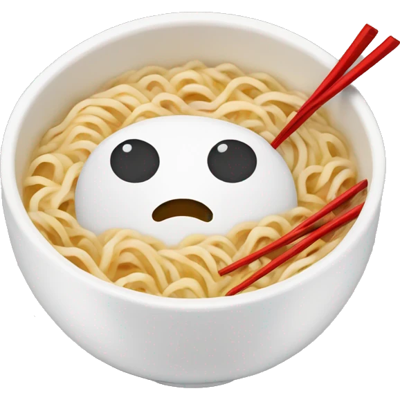 White bowl of ramen with red chopsticks  emoji