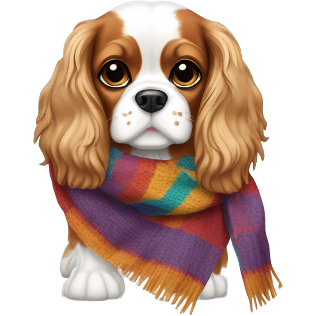 Cavalier wearing winter scarf emoji