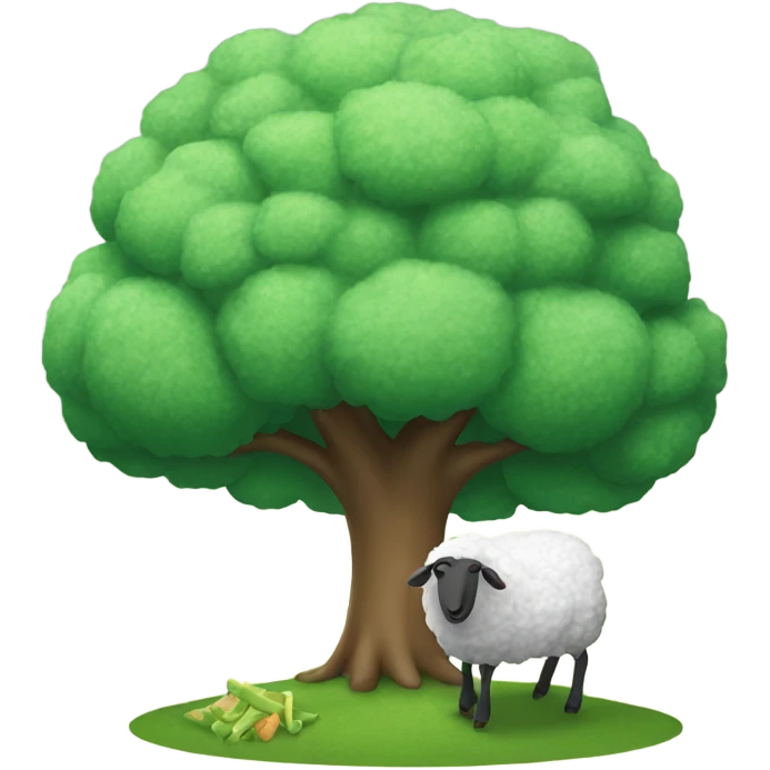 a sheep eats under a tree emoji
