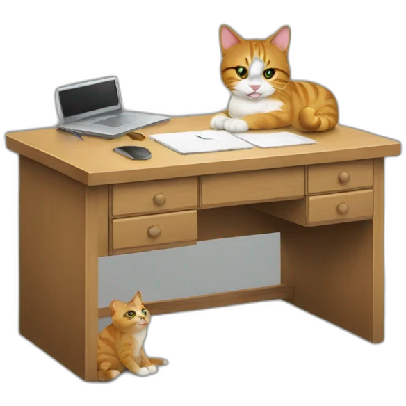 desk with cat emoji
