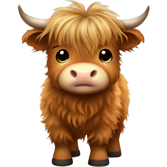 Cute Fluffy Highland cow baby emoji