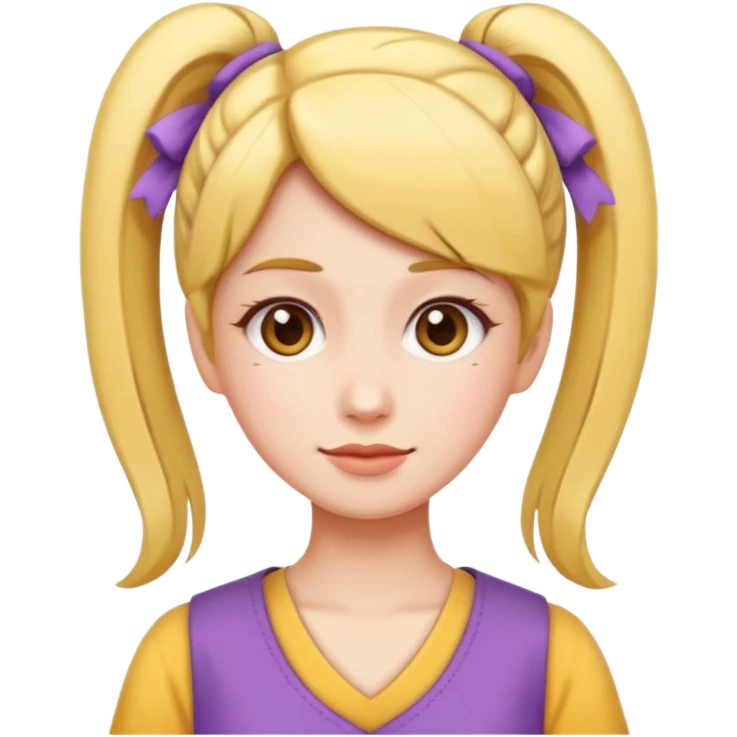 v-line face, twin tail hairstyle, slim small woman, emoji style emoji